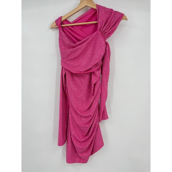 Cult Gaia | Nicole Dress in Dragonfruit Cut Out Asymmetrical Mini Dress XS - Picture 5 of 15